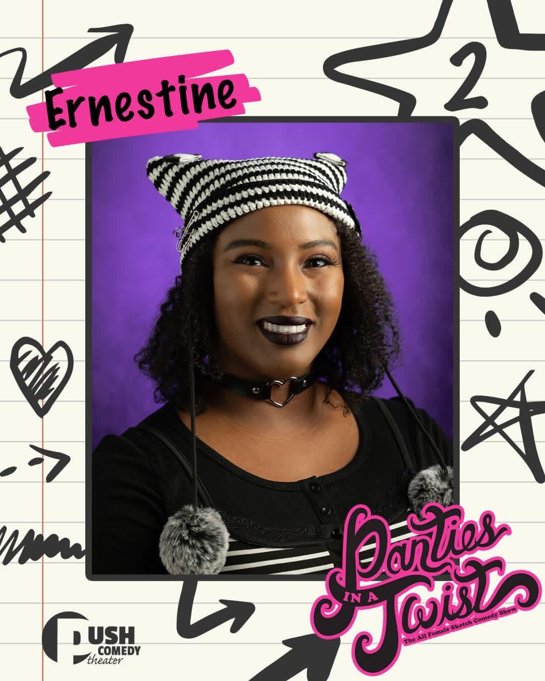 ✨ Cast Spotlight: Ernestine ✨
School, Pokémon, anime, hard rock, K-pop, J-pop… 13-year-old Ernestine had RANGE.
Now she’s back for her 2nd Panties in a Twist, and somewhere, her younger self is absolutely losing it.
Ernestine said her 13-year-old self would be proud of her “for stepping out of my shell by even just going to audition for Panties, let alone actually making it in and performing at the Wells Theatre.” And honestly? That deserves a standing ovation by itself.
A former band kid who “actively avoided being a theatre kid,” Ernestine is now fully in the organized chaos and loving every second of it.
She loves Panties in a Twist because it’s fun, chaotic, full of friends, and built on women supporting women from script to stage.
This year, she’s looking forward to “the whole thing”, but especially the opener *wink wink*👀
Come see Ernestine and the rest of this hilarious cast bring the chaos, comedy, and girl power to the Wells.
Panties in a Twist is turning 13!
📍 Historic Wells Theater
📅 May 30 & 31
🎟️ Tickets at the link in our bio
Panties in a Twist is presented by @wendyschofermd
Thank you to our sponsors:
@thecollectivetattoo
@flow.massage.nfk
📸 Donald Campbell
#pushcomedytheater #neonfk #visitnorfolkva #piat13