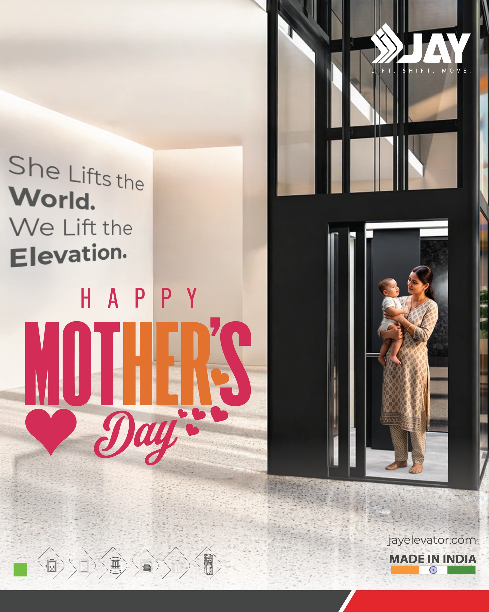 She balances strength with care, manages every challenge with grace, and keeps every journey moving forward. ❤️
This Mother’s Day, we celebrate the incredible mothers whose support, dedication, and love inspire us every day.
.
At JAY Equipment & Systems Pvt. Ltd., we are proud to deliver smart material handling solutions that help industries move with efficiency, safety, and reliability.
.
🌸 Happy Mother’s Day 🌸
.
#MothersDay #JayEquipment #MaterialHandling #IndustrialSolutions #WarehouseSolutions