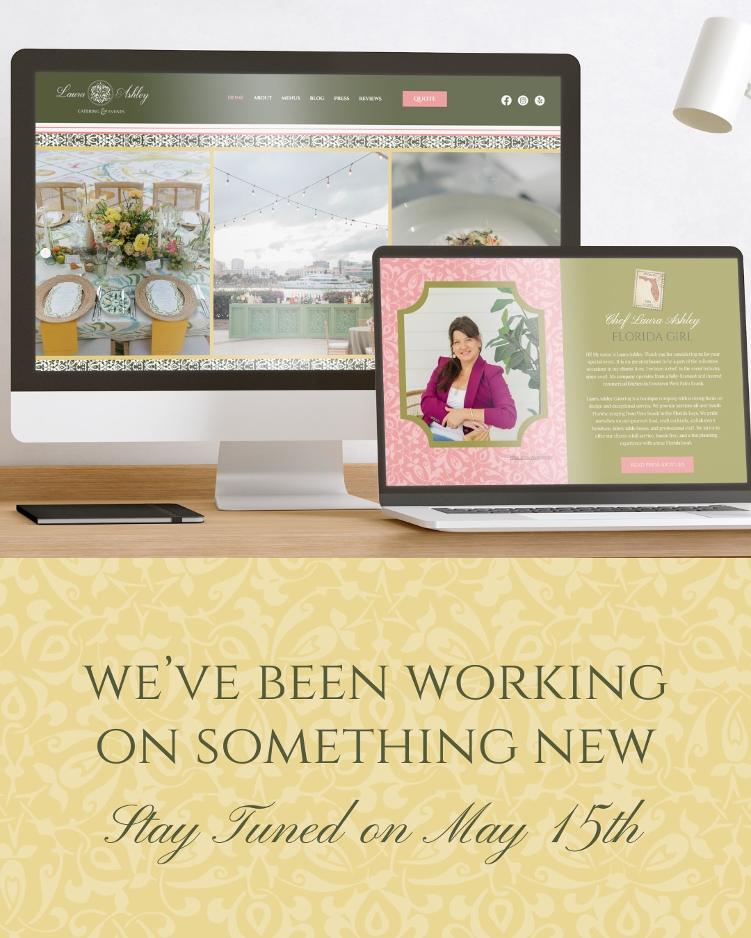 We’ve been working on something new and exciting to share with you. Stay tuned for more on May 15th.
#newwebsitecomingsoon #palmbeachcaterer #floridastyle #westpalmbeachcatering