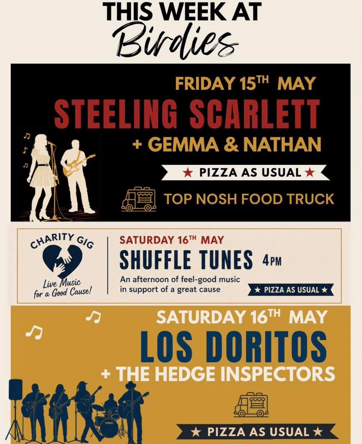 Birdies is great. They’re letting us sing on Saturday to raise money for Cherry Trees SEND support. Who are also, genuinely incredible. We’re on at 4pm on Saturday. Instead of Man City v Chelsea. Who will play again, guaranteed, 4 times next year.
Come and sing with us. Bring a dog. (Not allowed at football). Bring your kids. For free! Eat and drink at Birdies and get ready for an evening with Los Doritos. Or Eurovision. Just come along. Just cos. Farnham park. Come on!
