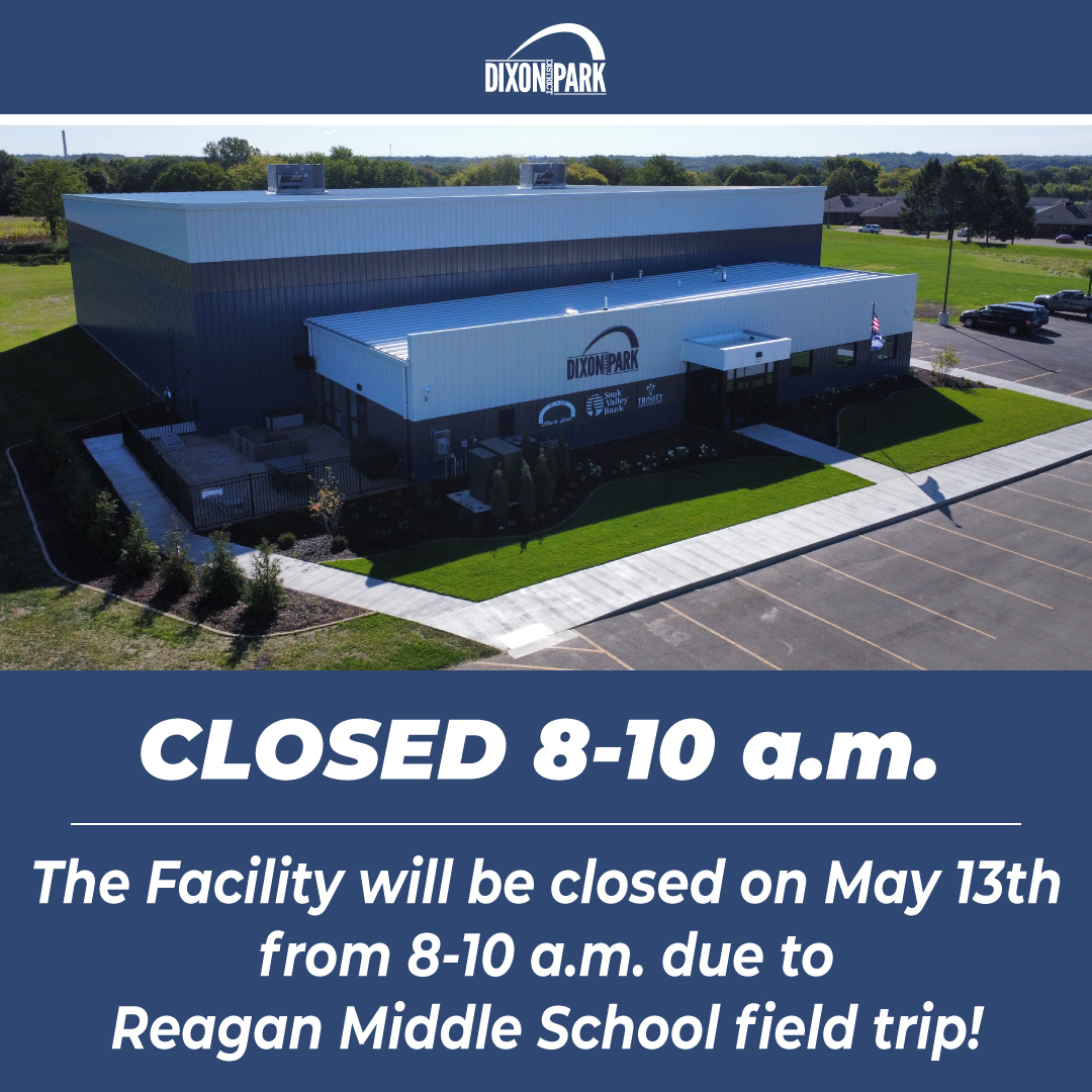 The Facility will be closed from 8-10a.m. on May 13th and 12-2p.m. on May 14th due to Reagan Middle School field trip!
Thank you for understanding!
Normal hours resume at 10a.m.