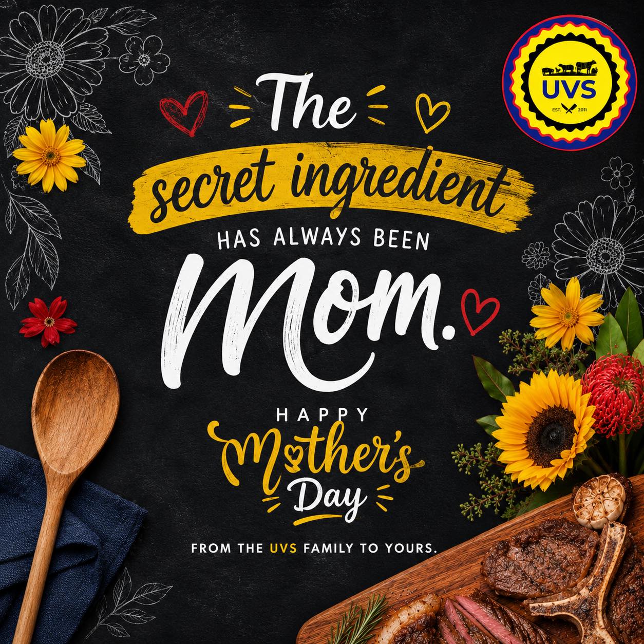 The secret ingredient has always been Mom. 💛🌼
To the moms who make every meal feel like home, thank you for the love, care, and magic you bring to the table every single day.
Happy Mother’s Day from the UVS family to yours. 🥩
#UVS #MothersDay #AGreatPlaceToMeat