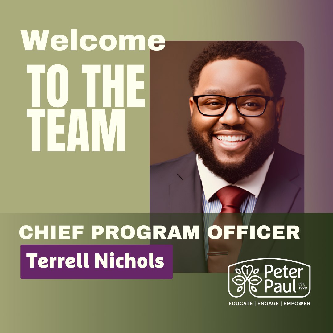 Please join us in welcoming Terrell L. Nichols M. Ed. back to Peter Paul!
Terrell is joining us as our new Chief Program Officer. He returns after two years as Dean of Instruction & Assessment with Richmond Public Schools (RPS), where he led data-driven improvements in teaching and learning. He brings more than 14 years of experience in education and nonprofit work and is passionate about creating opportunities for young people and supporting the East End community.
We’re thrilled to have Terrell back in the Peter Paul family and helping to lead this important work forward.
Feel free to share your welcome in the comments!