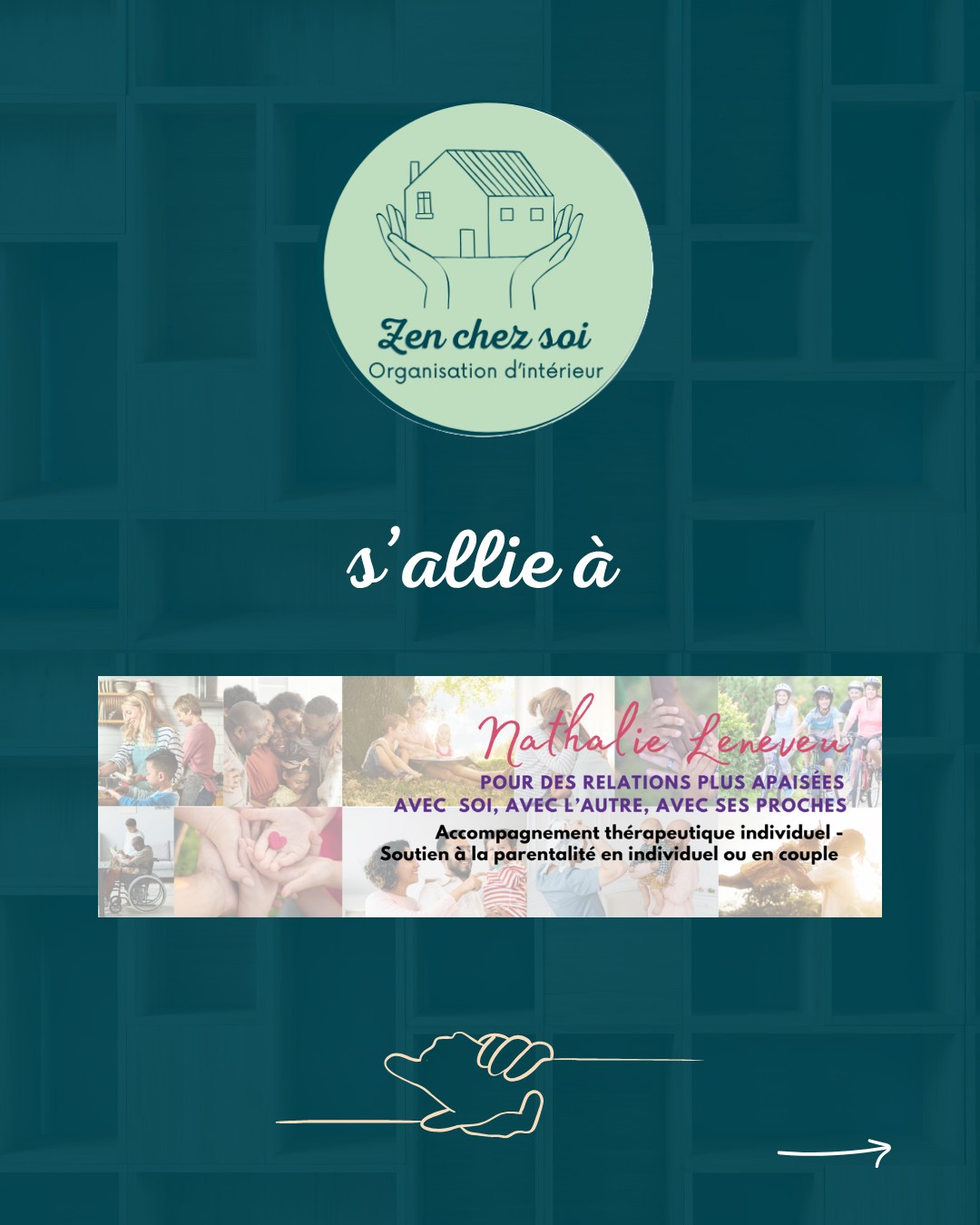 ✨ Quand l’organisation de la maison rencontre l’accompagnement parental… une vraie synergie naît au service des familles ✨
Avec Nathalie, nous partageons une même mission : alléger le quotidien des parents et créer un environnement plus serein pour toute la famille 🏡💛
✔️ Un intérieur organisé aide les enfants à gagner en autonomie
✔️ Des espaces adaptés réduisent les tensions et le stress
✔️ Des routines simples allègent la charge mentale des parents
Ensemble, nous agissons à la fois sur l’organisation de la maison ET sur l’équilibre familial ✨
Parce qu’un foyer apaisé commence autant par l’espace que par les relations 🤍
📍 La meilleure synergie : Nathalie Leneveu & Gabrielle, Zen Chez Soi
#HomeOrganiser #Parentalité #OrganisationMaison #ChargeMentale #Famille #OrganisationFamiliale #AccompagnementParental #MaisonApaisée #RoutinesFamiliales #BienChezSoi