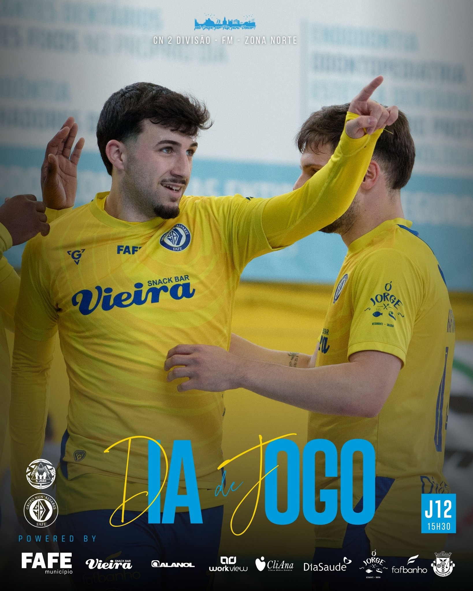𝘾𝙉2 𝘿𝙄𝙑𝙄𝙎𝘼𝙊 | DIA DE JOGO
FM | J12 🆚 CS S. João
🕒 🇵🇹15:30
📍 Pavilhão Centro Social S. João
#peloGRUPOporFAFEparaVENCER