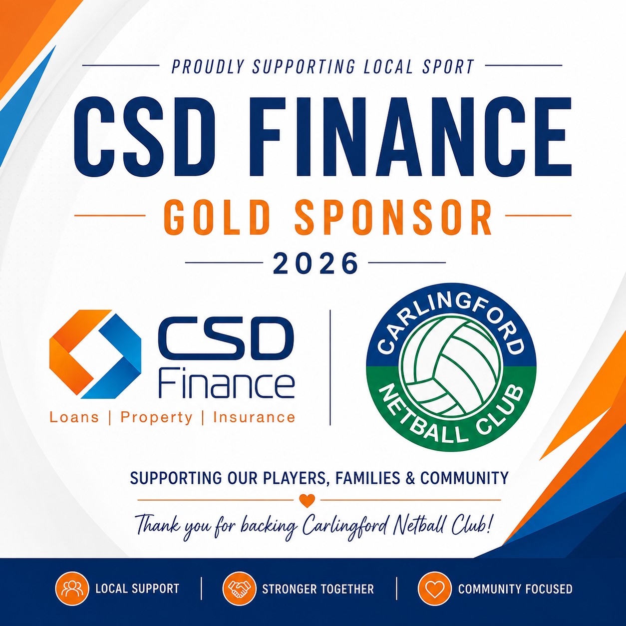 Gold Sponsor Thank You โ CSD Finance
Carlingford Netball Club is proud to thank CSD Finance for coming on board as a Gold Sponsor for our 2026 season.
CSD Finance helps make the home loan process easier, supporting people with mortgage solutions for buying, refinancing, investing and more. Their community support helps our club continue to grow, support our players, and create a strong season for our Carlo families.
Thank you, CSD Finance, for backing grassroots netball and supporting our Carlo community
https://www.csdfinance.com.au/
#thankyousponsor
#CarlingfordNetball #CarloNetball #GoldSponsor #CSDfinance #CommunitySport #GrassrootsNetball #HDNA #ThankYouSponsor #CSDFinance