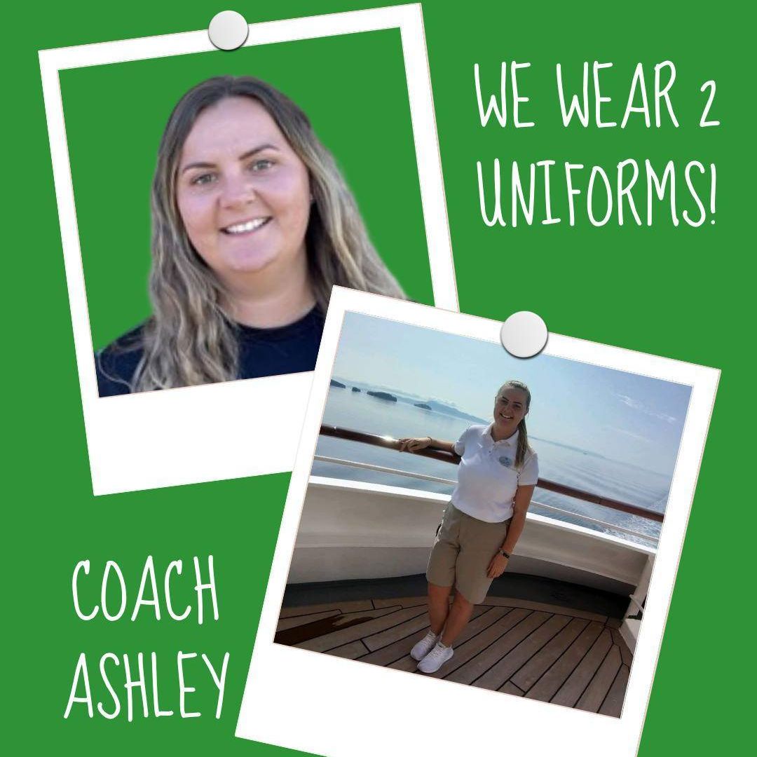 ✨ We Wear Two Uniforms ✨
At school, our staff wear one uniform as part of the amazing work they do every day. But outside of school, many of them have another role, hobby, or passion that comes with a different uniform altogether.
First up is Ashley, our fantastic Cover Supervisor.
During the school holidays, Ashley swaps the classroom and playground for the open sea, working on cruise ships around the world! 🚢⚓
Two uniforms, one incredible member of staff.