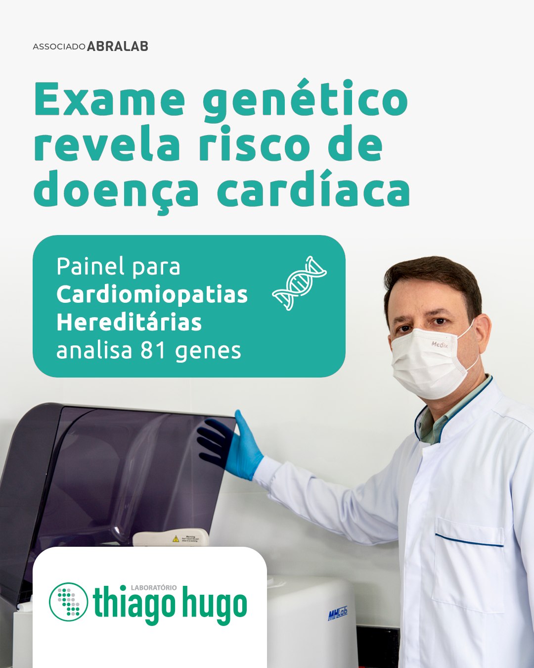 Algumas doenças do coração têm origem genética e podem não manifestar sintomas claros por anos. Mas exames ajudam a detectá-las cedo.
O Painel de Cardiomiopatias Hereditárias é um deles. O exame analisa alterações em 81 genes associadas ao desgaste progressivo do músculo cardíaco, ajudando na prevenção dessas doenças, escolha do tratamento e aconselhamento genético familiar.
Essa avaliação inclui testagem gratuita para até 6 familiares consanguíneos e é importante principalmente para quem tem casos de cardiomiopatias na família ou suspeita clínica. Para ter o resultado, basta uma amostra de saliva ou sangue.
Fale com nossa equipe e tire suas dúvidas sobre o Painel de Cardiomiopatias Hereditárias. 💬
🔬Laboratório Thiago Hugo
☎📲 Whatsapp ou Call Center (38) 3531-8650
📧 contato@laboratoriothiagohugo.com.br
📍Unidades em Diamantina, Patrocínio, Conceição do Mato Dentro e região.
Para mais informações, acesse o site:
🌐 www.laboratoriothiagohugo.com.br
#diamantinamg #conceiçãodomatodentro #patrocinio #laboratoriothiagohugo