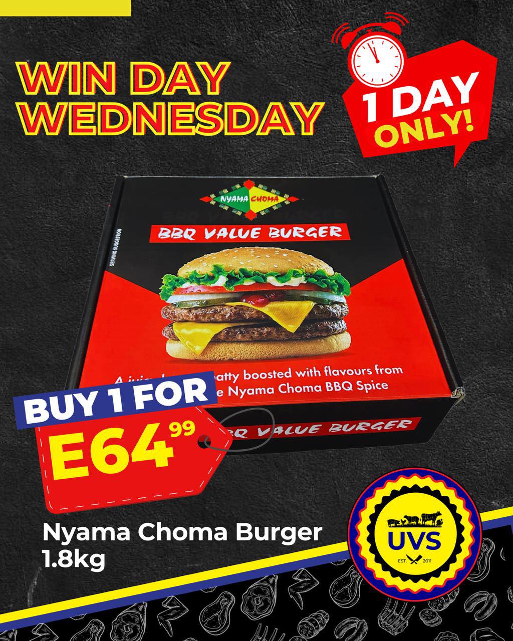 WIN DAY WEDNESDAY JUST GOT BIGGER! ❤️🔥
More products. More flavour and more reasons to stock up. 😌🥩
This week’s deals include a variety of Burgers, Boerewors and Tilapia - serving flavour and savings all in one.
⏰ Available for ONE DAY ONLY! While stocks last.
#UVS #WinDayWednesday #AGreatPlaceToMeat