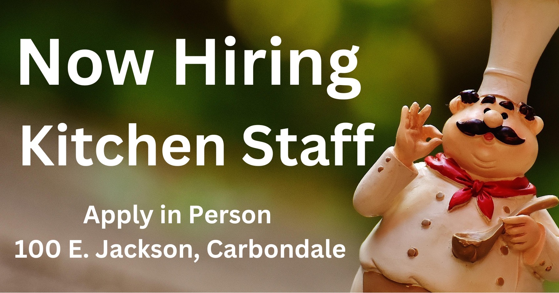 Now hiring kitchen staff, join our team! Apply in person at the Branch Cafe and Market, 100 E. Jackson, Carbondale.