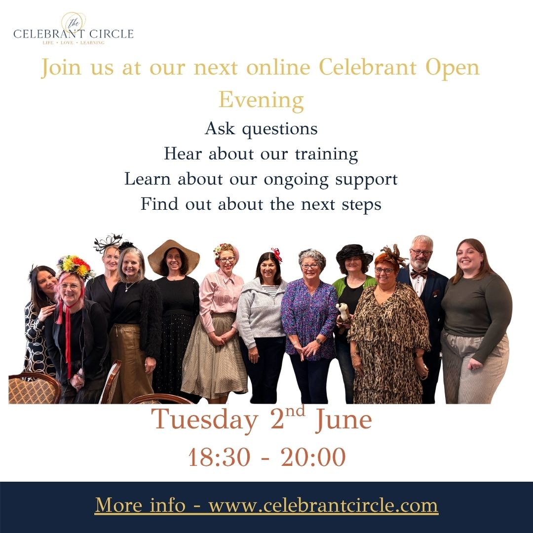 🧐We understand that finding a celebrant training school is daunting.
So much choice!
So many options!
How do you choose?
Join us at our Celebrant Open Evening on Tuesday, 2nd June, to see if we're the celebrant trainers for you.
Visit our website to sign up.
We are a celebrant training school, celebrant membership organisation, and celebrant advocates.
Raising the standard in celebrant support.
We hope to see you there - Shelley and Jacqueline
🧡💙
#celebrantdevelopment #ukcelebrant #celebranteducation #becomeacelebrant