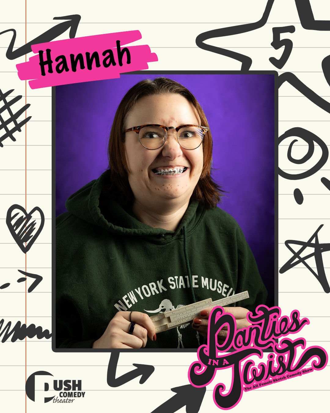 ✨ Cast Spotlight: Hannah Sabo ✨
At 13, Hannah Sabo was hanging out in questionable online chat forums, listening to
Jimmy Eat World, watching Buffy the Vampire Slayer, and apparently rocking blazers because she was “super cool.” 😭
Honestly? Checks out.
Now she’s back for her 5th Panties in a Twist, and younger Hannah would be pretty impressed with how things turned out.
“At 13, adult success was a job with an office and a kid,” she said. “Little Hannah would be proud of me for having both those things AND still getting to perform!”
(And in true PIAT fashion, she added: “She would not be surprised at all by the two divorces.” 💀)
What Hannah loves most about PIAT?
“When our periods sync and mine is finally regular.”
No notes. Perfect answer.
She’s especially looking forward to “the magic right before the curtain goes up <3” — that little moment before the chaos begins.
Also, she’d add silent improv to the Olympics because apparently it’s harder than any workout class you’ve ever taken.
Catch Hannah and the rest of this hilarious cast May 30 & 31 👇🏽
Panties in a Twist is turning 13!
📍 Historic Wells Theater
📅 May 30 & 31
🎟️ Tickets at the link in our bio
Panties in a Twist is presented by @wendyschofermd
Thank you to our sponsors:
@thecollectivetattoo
@flow.massage.nfk
📸 Donald Campbell
#pushcomedytheater #neonfk #visitnorfolkva #piat13