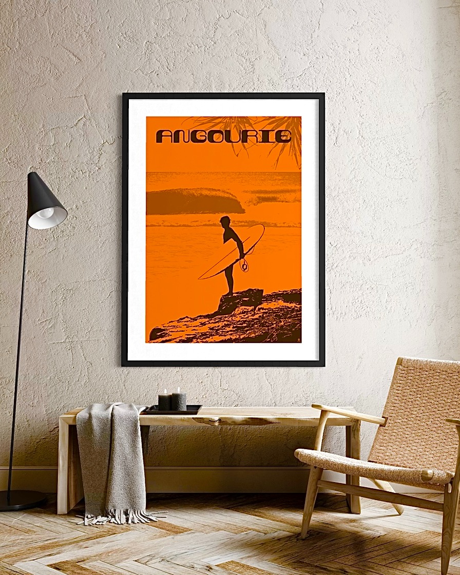 A surfer on the reef at stunning Angourie NSW. The colour of burnt orange afternoon sun creates a peaceful warmth and tranquil atmosphere. Bring some elegance to your home. Several Angourie and Yamba prints to choose from.
#surf #homeinspo #wallart #coastalliving #surfnsw