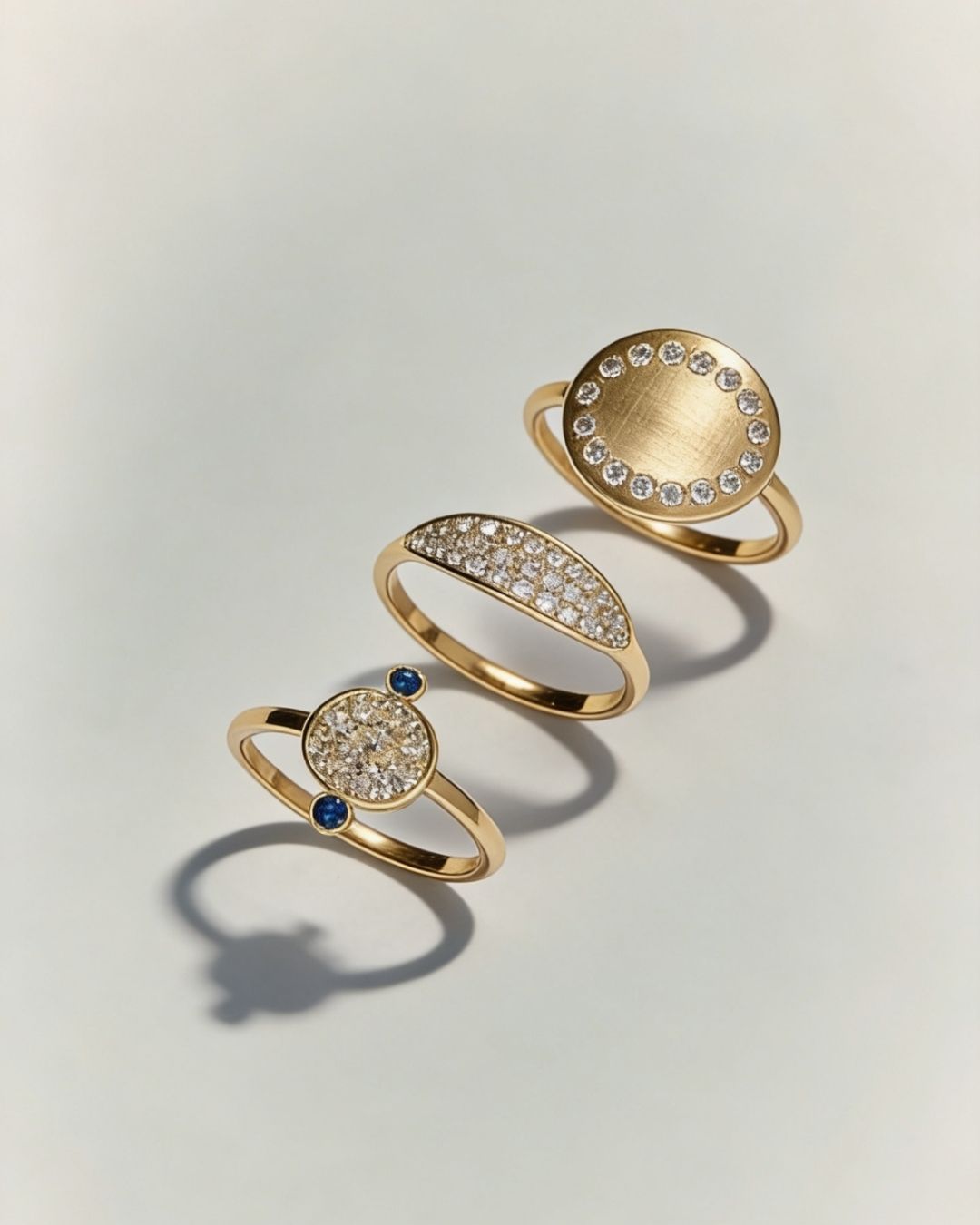 Three different forms, one sparkling mood. Diamond Flash Collection ✨ #fotinipsarouli #fotinipsaroulijewellery #finejewelry #handmadejewelry #ring