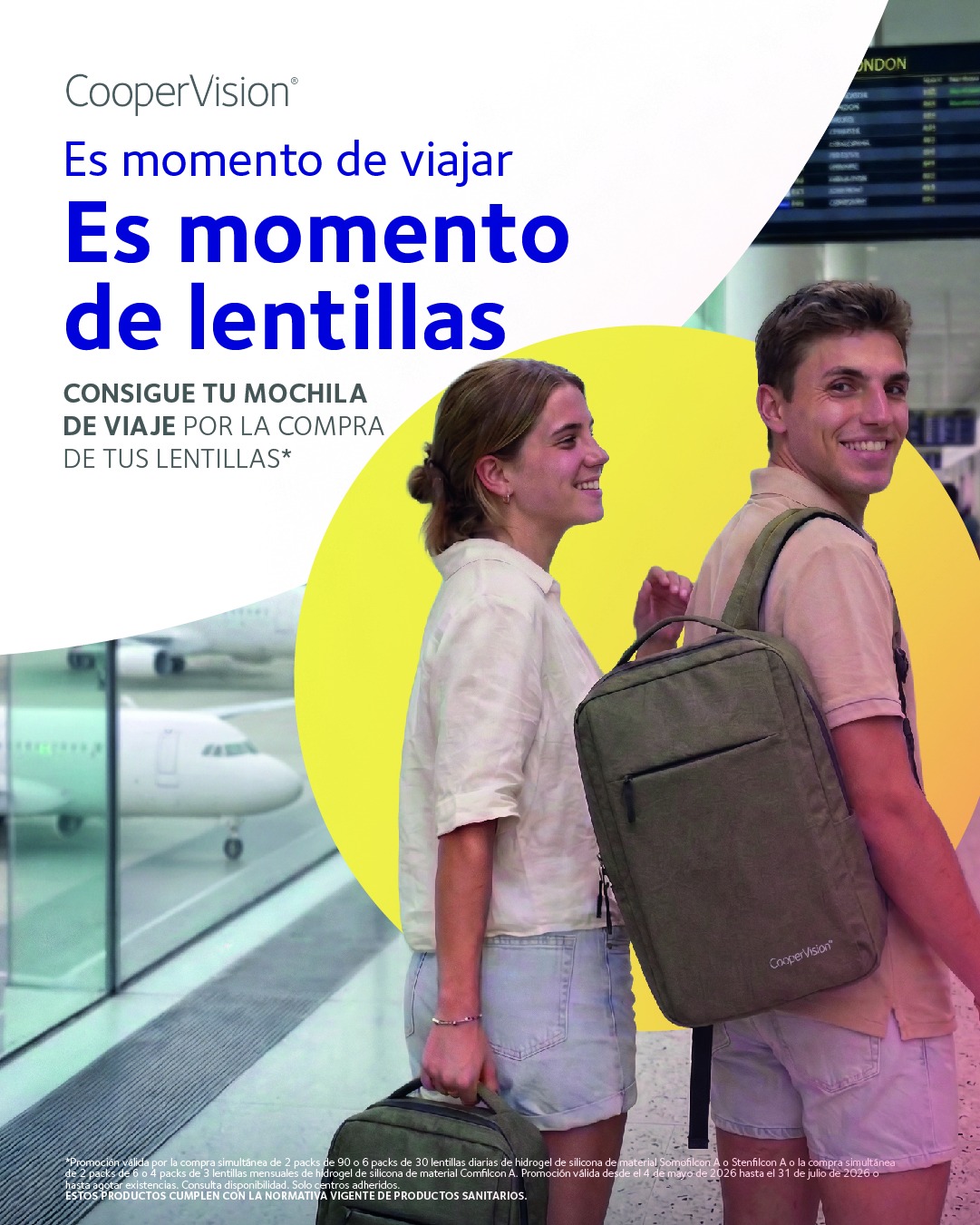 ✈️👁️ ¡Este verano, tus lentillas vienen con regalo!
Porque viajar cómodo también es ver cómodo 😎
Llévate una mochila de viaje CooperVision por la compra de tus lentillas seleccionadas 🎒
🔹 Promoción válida con la compra simultánea de:
• 2 packs de 90 o 6 packs de 30 lentillas diarias seleccionadas
o
• 2 packs de 6 o 4 packs de 3 lentillas mensuales seleccionadas.
📅 Promoción válida hasta el 31 de julio de 2026 o hasta agotar existencias.
Pásate por Óptica Santos Benicarló y te informamos de todos los modelos incluidos 😉
#CooperVision #Lentillas #Promoción #ViajarCómodo #ÓpticaSantosBenicarló #LentillasDiarias #LentillasMensuales #SaludVisual #Benicarló #RegaloSeguro