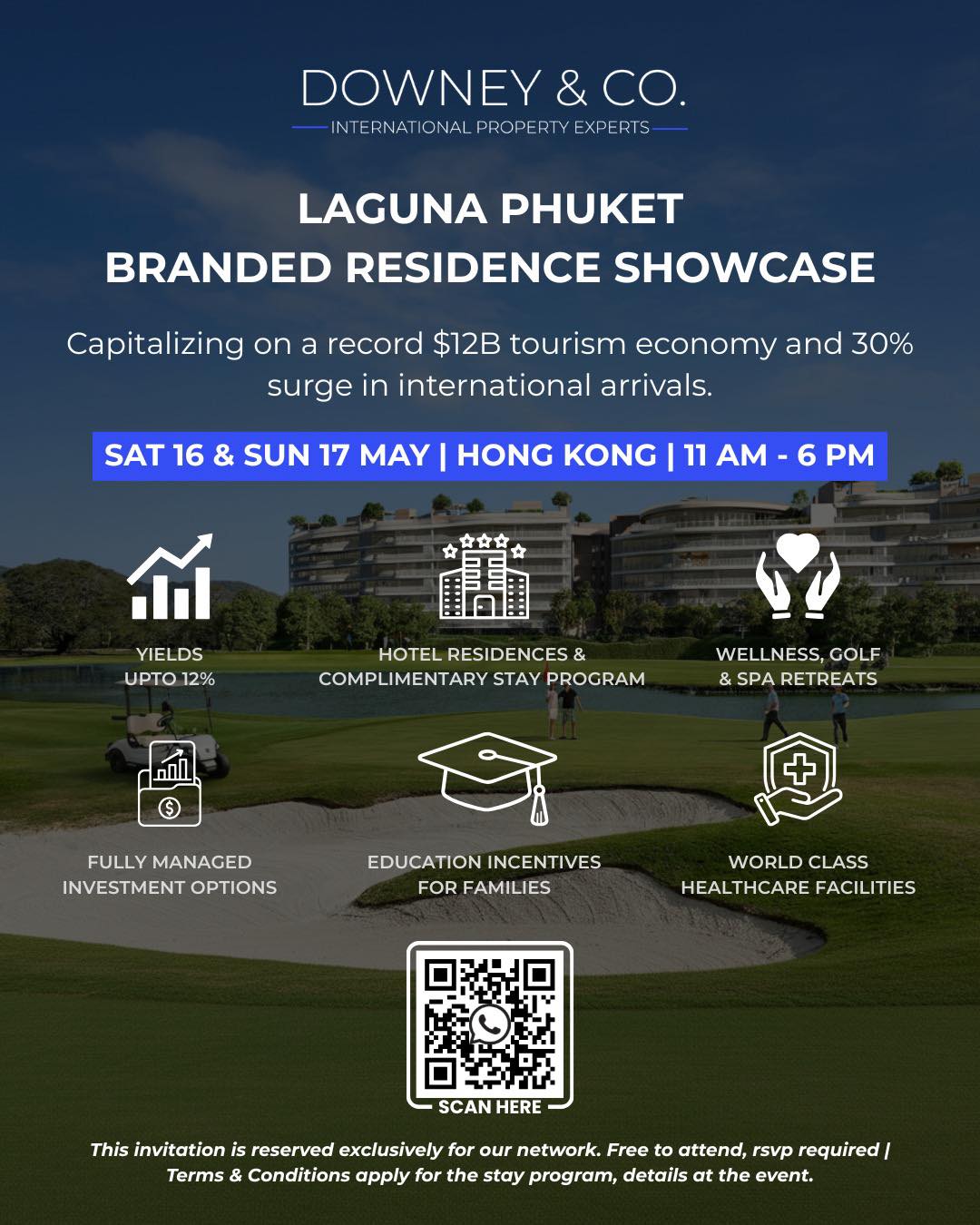 Phuket’s tourism economy has reached a record 12 billion dollars, with international arrivals rising by 30 percent year on year.
This momentum is creating unprecedented demand for premium branded residences, attracting investors from across the globe.
The Laguna Phuket Branded Residence Showcase this weekend offers the opportunity for a one‑to‑one consultation with Phuket’s award‑winning developer. Gain direct insights into:
• Yield Potential with assets targeting returns of up to 12 percent
• Infrastructure and Growth supported by world‑class healthcare and education, ensuring long‑term capital appreciation
• Hands‑off Management through fully managed portfolio options designed for international real estate investors
For those seeking diversification, stability, and lifestyle‑aligned growth, Phuket represents a rare convergence of demand, infrastructure
📍 Hong Kong | May 16–17 | 11 AM – 6 PM
RSVP required.
Send us a DM or scan the code to reserve your slot.
#Trending #ExpatHongKong #Phuket #InternationalProperty #Explore