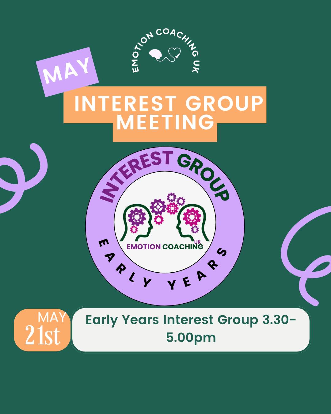 The Early Years interest group meeting for Emotion Coaching UK is fast approaching. Thursday 21st May from 3.30-5.00pm.
Head to our website to find out more!
LINK in our BIO