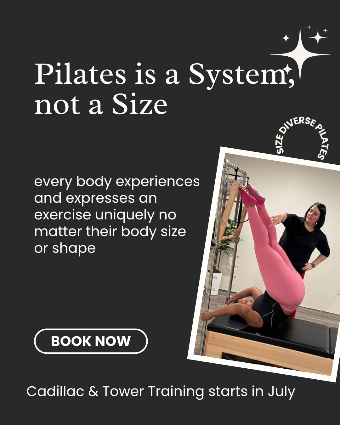 Your reminder that you belong in movement spaces.
Your body does not need to change to fit into the Pilates world.
And it definitely doesn't need to change to learn how to teach Pilates.