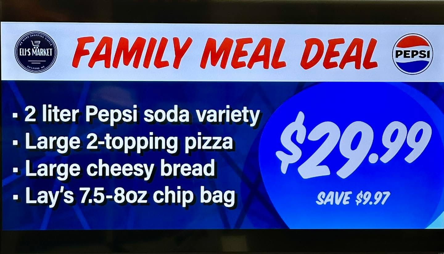🚨Here’s a reminder about our Pepsi Pizza deal, large cheesy bread, large 2 topping pizza, a 2 liter of soda(Pepsi products only), and a bag of Lays chips(7-7.5oz) all for only $29.99!! This deal is available 7 days a week!
Thursdays make for great pizza days 🤗