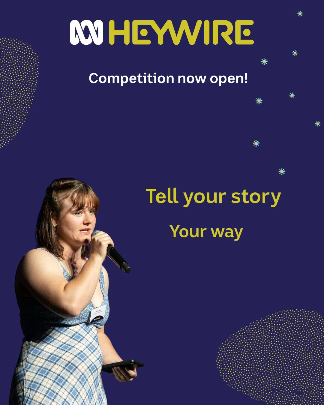 š£Got a story from your corner of regional, rural or remote Australia?
ABC Heywire is calling on young people aged 16ā22 to share what life is really like outside the big cities. Established in 1998, Heywire is all about lived experienceānot perfect spelling or grammarājust real, authentic stories about your community, what matters to you, and what you wish people understood.
Whether itās written, audio, video or photos, your story could be one of more than 30 selected each year from across ABC radio regions.
Winners will work directly with ABC producers, the chance to be featured across ABC TV, radio, online and social media, and attend the Heywire Summit in Canberra, all-expenses-paid.
Entries are open now and close 1 September 2026.
Free online workshops are available from April to August to help you shape your story, with recorded sessions available anytime.
Share your voice. Share your story. Be heard.
Enter now https://www.abc.net.au/heywire/competition
#ABCHeywire #YoungVoices #YouthStorytelling #Storytelling #AustralianYouth
#RegionalAustralia #RuralAustralia #RemoteAustralia