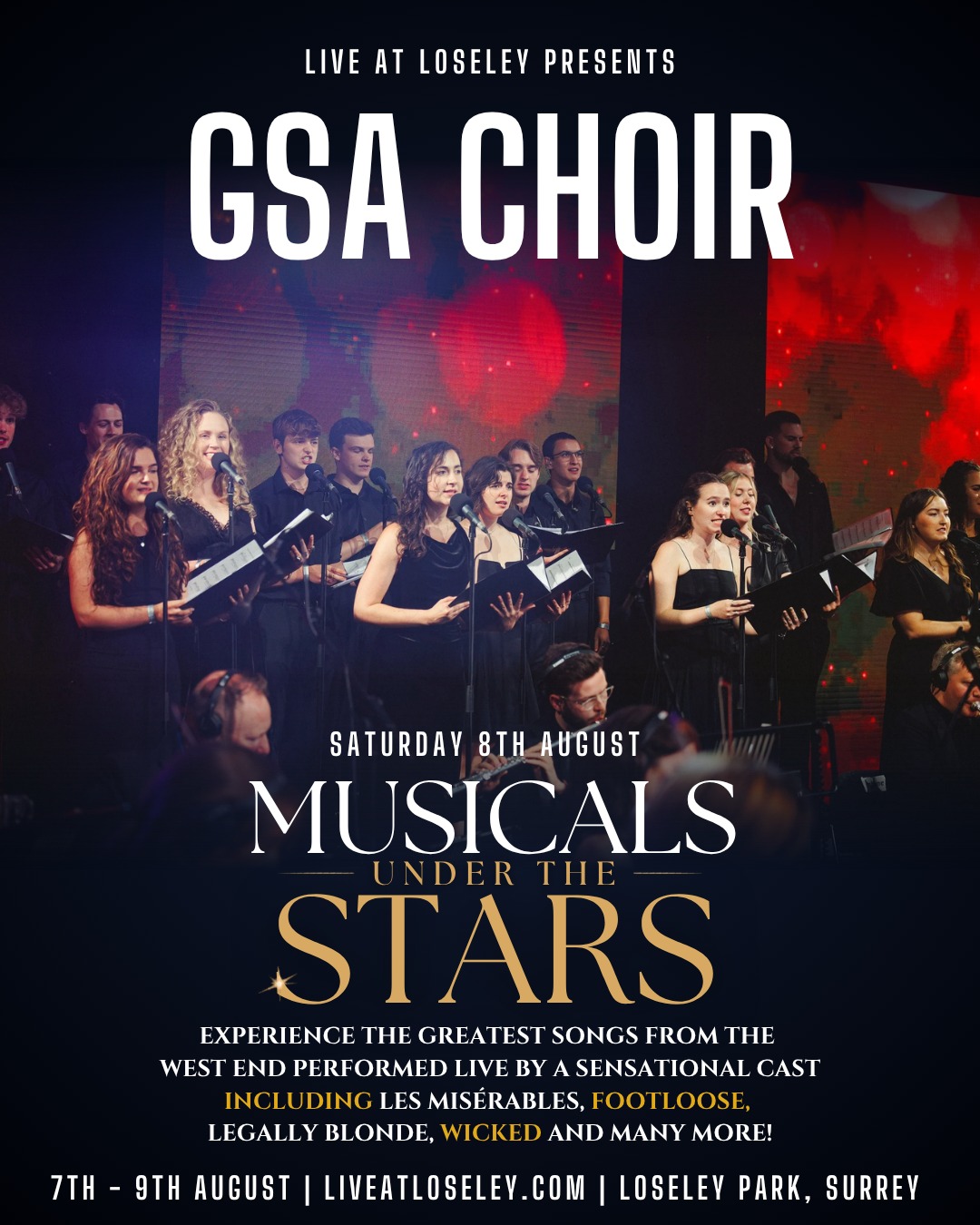 We're thrilled to welcome the @guildfordschoolofacting GSA Singers back to Loseley Park this summer - a group of exceptional performers from one of the UK's leading drama conservatoires, right here in Guildford.
West End artists in the making, trained at @gsa_musicaltheatre, with performances at the Royal Albert Hall, Buckingham Palace and Drury Lane already behind them.
This August, they join us under the open Surrey sky for a night of musicals like you've never heard them before.
Three nights. One magical weekend. Loseley Park, Guildford.
🎟 Tickets at the link in bio - price rises 5 July.
#LiveAtLoseley #MusicalTheatre #LoseleyPark #OutdoorConcertsSurrey #MusicalsSurrey #SurreyEvents #SummerNightsOut #GSASingers #GuildfordSchoolOfActing #WestEnd #MusicalTheatreLovers #SurreyLife #ThingsToDoInSurrey #GuildfordEvents #OutdoorTheatre @surreyunion Surrey Uni