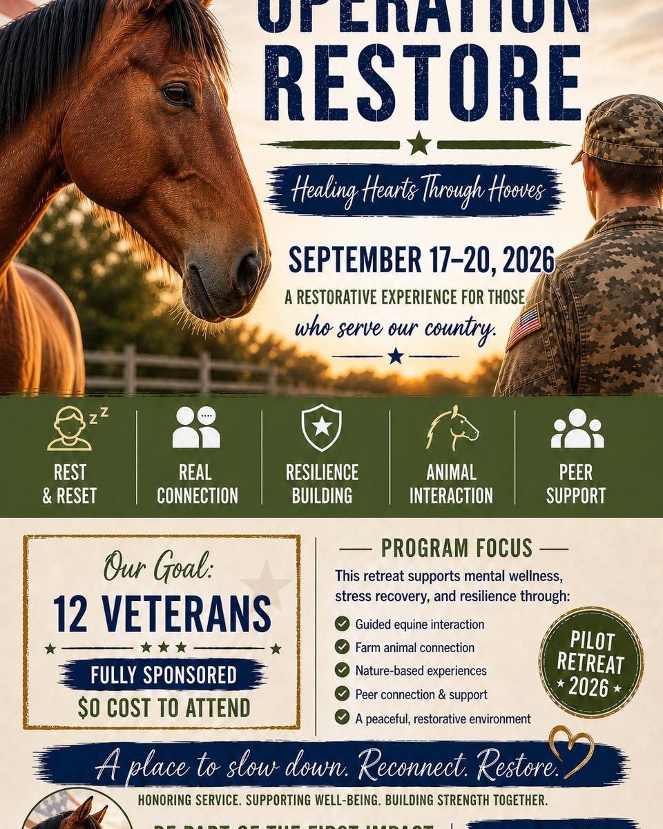 I have a huge favor to ask. ❤️
Please help us get Healing Hearts Through Hooves Foundation off the ground.
We are asking each follower to consider donating just $1. That small gift can make a real difference when a community comes together.
100% of your tax-deductible donation will go toward helping us provide our very first retreat this September for veterans — a peaceful place for rest, connection, healing, and support through horses, farm animals, and nature.
This mission is deeply personal to us, and we truly believe these retreats can change lives.
If you would like to be part of helping us launch this dream and support those who have served our country, we would be incredibly grateful for your support and for every share.
Donate here:
https://www.zeffy.com/en-US/donation-form/donate-to-heal-hearts-2
Thank you for believing in this mission and helping us take the very first steps forward. 🇺🇸🐴 #veterans #healing #hearts