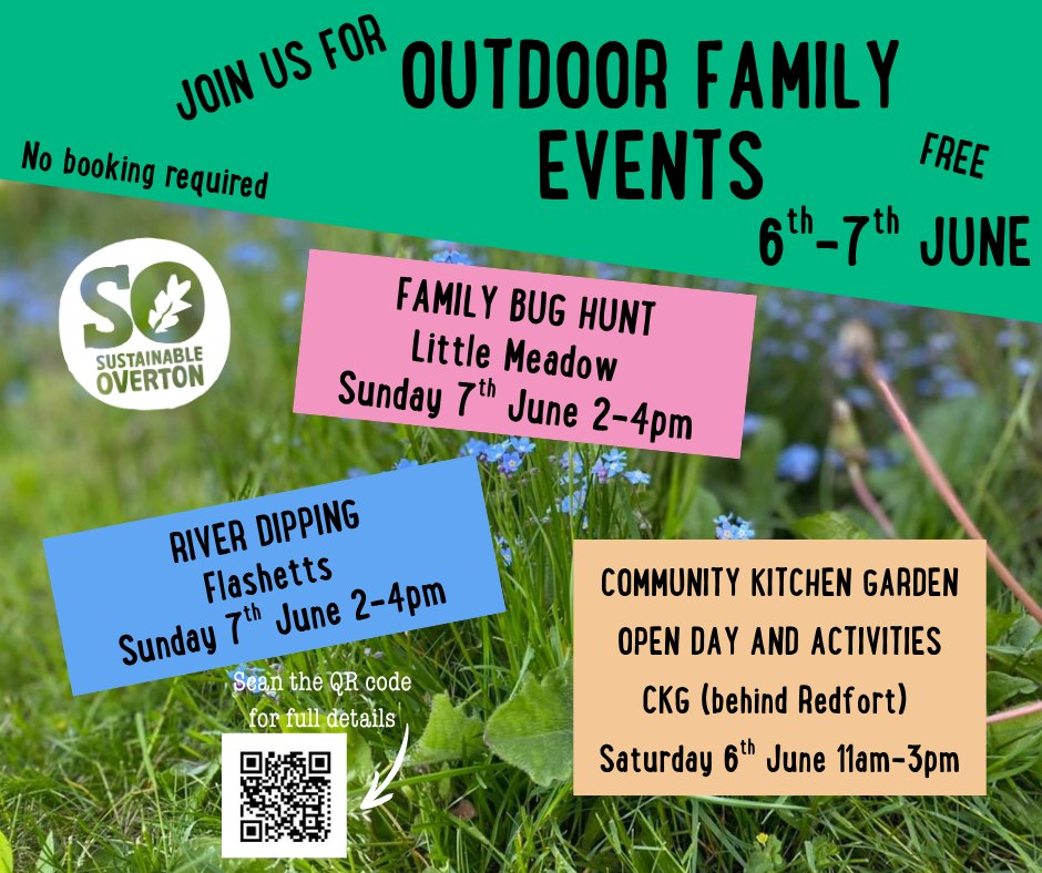 Free family activities all weekend!
Drop into Family Garden Activities on Saturday 6 June and Family Wildlife Activities on Sunday 7 June - no booking required, just turn up and enjoy!
Perfect for little ones.
Find out more about all our Green Week activities on our website www.sustainableoverton.org.uk/greenweek
#GreenWeekOverton