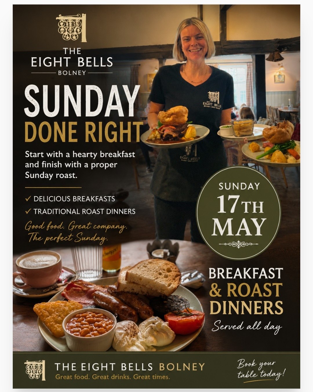 ✨ Weekend plans? We’ve got you covered! ✨
Join us for breakfast every Saturday & Sunday from 8:30am – 10:45am 🍳☕
And don’t miss our delicious Sunday Roasts, served from 12pm – 5pm every Sunday 🍽️🔥
Pop by or book ahead to avoid disappointment! ❤️