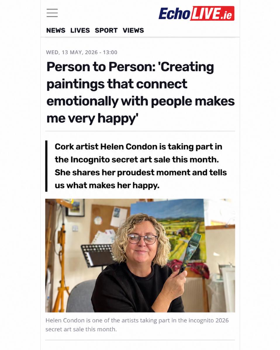 Lovely to be featured in today’s Echo. ❤️
Very grateful to be able to do something I love every day and to everyone who continues to support my work over the years.
Link to the article below in the comments.
#HelenCondonArt #article