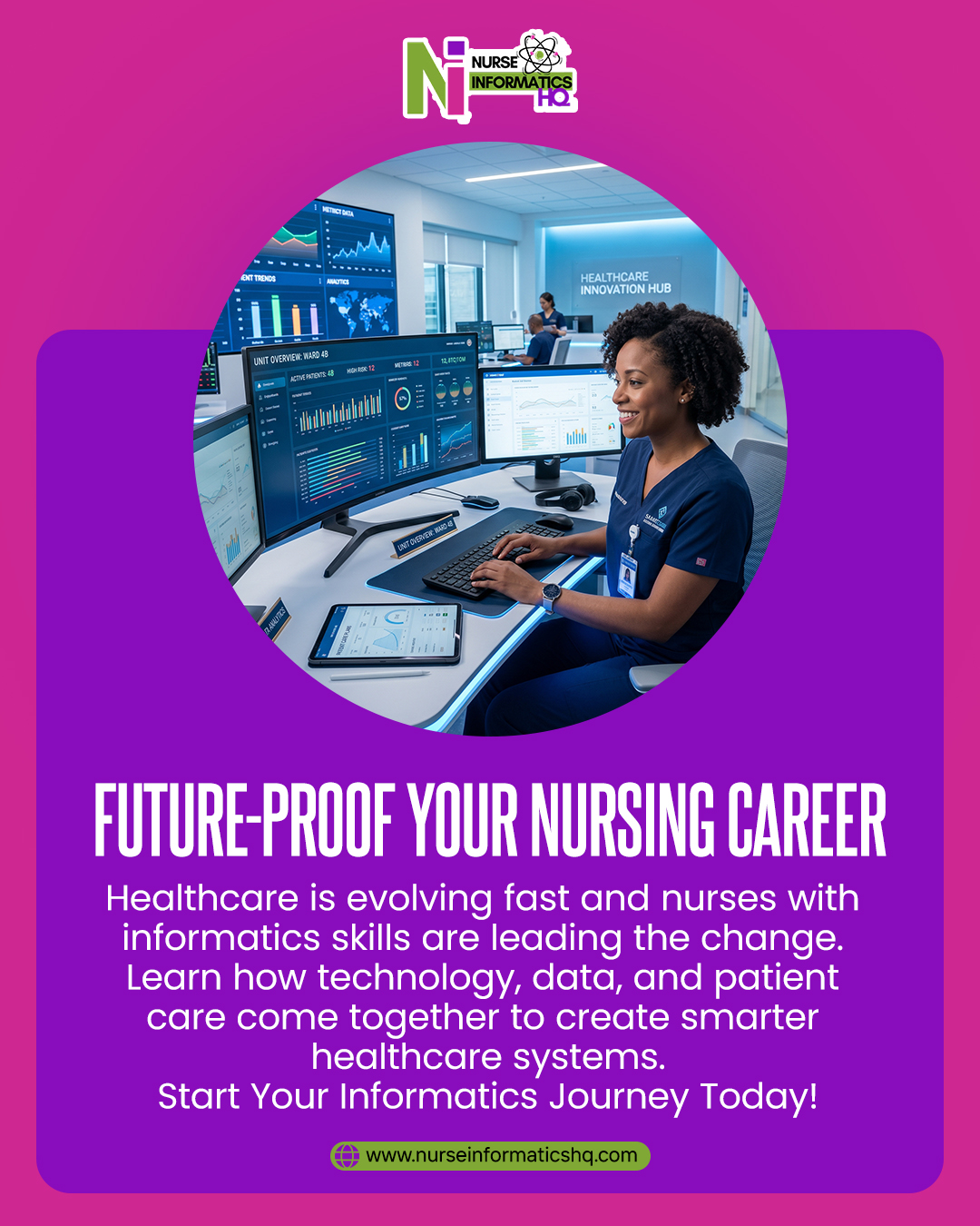 🏥 Future-Proof Your Nursing Career 💻
Healthcare is evolving rapidly, and nurses with informatics skills are helping lead the future of modern patient care.
Discover how technology, healthcare data, and clinical expertise work together to create smarter, safer, and more efficient healthcare systems.
✨ Learn the power of nursing informatics:
✔ Improve patient care with technology
✔ Understand healthcare data systems
✔ Support smarter clinical decisions
✔ Expand career opportunities in healthcare
The future of nursing is digital — and the demand for informatics professionals continues to grow.
Start your informatics journey today!
🌐 www.nurseinformaticshq.com
#NursingInformatics #HealthcareTechnology #NursingCareers #DigitalHealth #HealthIT #FutureOfHealthcare #PatientCare #NurseLeadership #MedicalTechnology #HealthcareInnovation #NursingEducation #ClinicalInformatics #CareerGrowth #NurseInformaticist #NurseInformaticsHQ