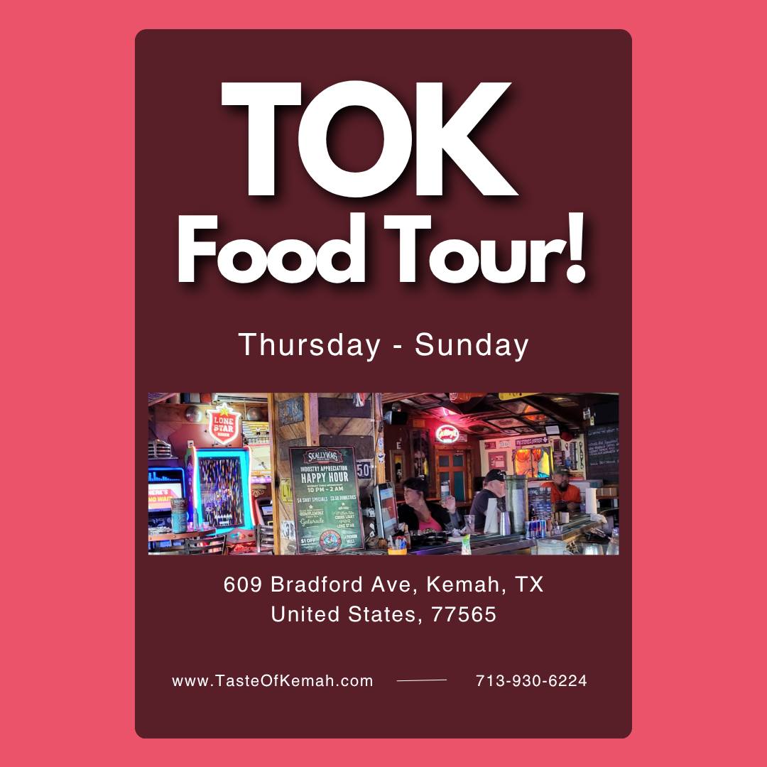 🍽️🎉 TOK Food Tour — Your Weekend Plans Solved
Looking for something fun, local, and delicious? The Taste of Kemah (TOK) Food Tour is happening Thursday through Sunday — and it’s the perfect way to explore
Kemah one bite at a time 😋🌊
✨ Multiple local stops
✨ Delicious tastings
✨ Laid-back, fun atmosphere
📍 609 Bradford Ave, Kemah, TX 77565
📞 713-930-6224
👉 Book your spot today:
🌐 www.TasteOfKemah.com
#TasteOfKemah #TOKFoodTour #KemahFoodTour #KemahTX #ThingsToDoInKemah #TexasEats #FoodieAdventure #EatLocalTX #SupportLocalBusiness