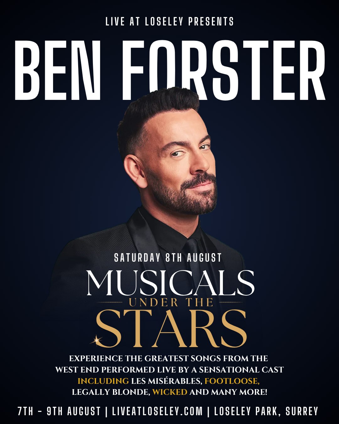Ben Forster is coming to Musicals Under the Stars.
Winner of ITV's Superstar, Andrew Lloyd Webber's nationwide search for Jesus in Jesus Christ Superstar as well as being The Phantom in the 30th anniversary production of The Phantom of the Opera at Her Majesty's Theatre. Also, Lead roles in Evita, Grease and Rocky Horror.
On Saturday 8th August, he performs live at Loseley Park, Surrey alongside other West End names!
Prices rise on 5th July
🎟️ liveatloseley.com- link in bio. Don't sit on this one.
@thebenforster
#LiveAtLoseley #MusicalsUnderTheStars #BenForster #JesusChristSuperstar #PhantomOfTheOpera #WestEnd #Surrey #LoseleyPark