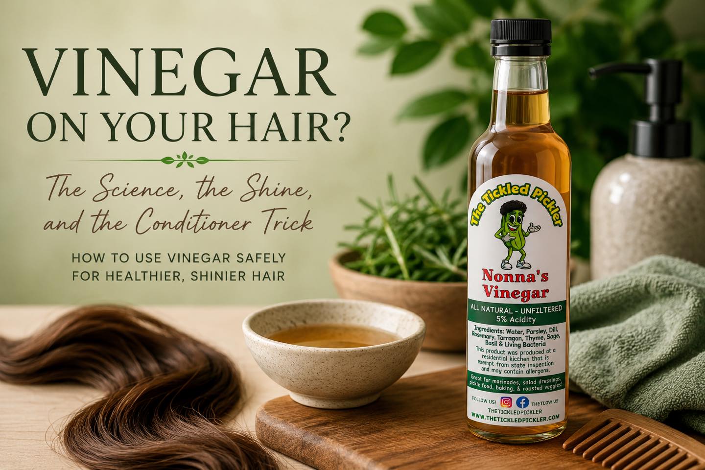 💁♀️🍎 Vinegar in your HAIR?! Turns out your grandmother’s beauty tricks may have had a little science behind them after all… 👀✨
Our newest blog dives deep into the REAL research behind vinegar rinses, scalp care, shine, buildup removal, and why some people are now pairing diluted vinegar with conditioner instead of using it alone. 🧴🦠
We break down:
✨ What vinegar actually does to hair
🧪 The science of pH and the hair cuticle
🧴 Why conditioner matters
⚠️ The risks of overdoing it
📜 Historical vinegar beauty practices
🍶 The difference between live vinegar and ultra-processed vinegar
No miracle cure claims. No internet nonsense. Just fermentation nerds doing what we do best: digging into the science 😎🍾
Read the full blog here 👇
https://www.thetickledpickler.com/post/vinegar-on-your-hair-what-the-science-actually-says
#TheTickledPickler #LiveVinegar #HairCare #VinegarRinse #ConditionerHack #Fermentation #AppleCiderVinegar #NaturalBeauty #DIYBeauty #FoodScience #SlowFoodAtlanta #GeorgiaGrown #TurningBlandIntoGrand