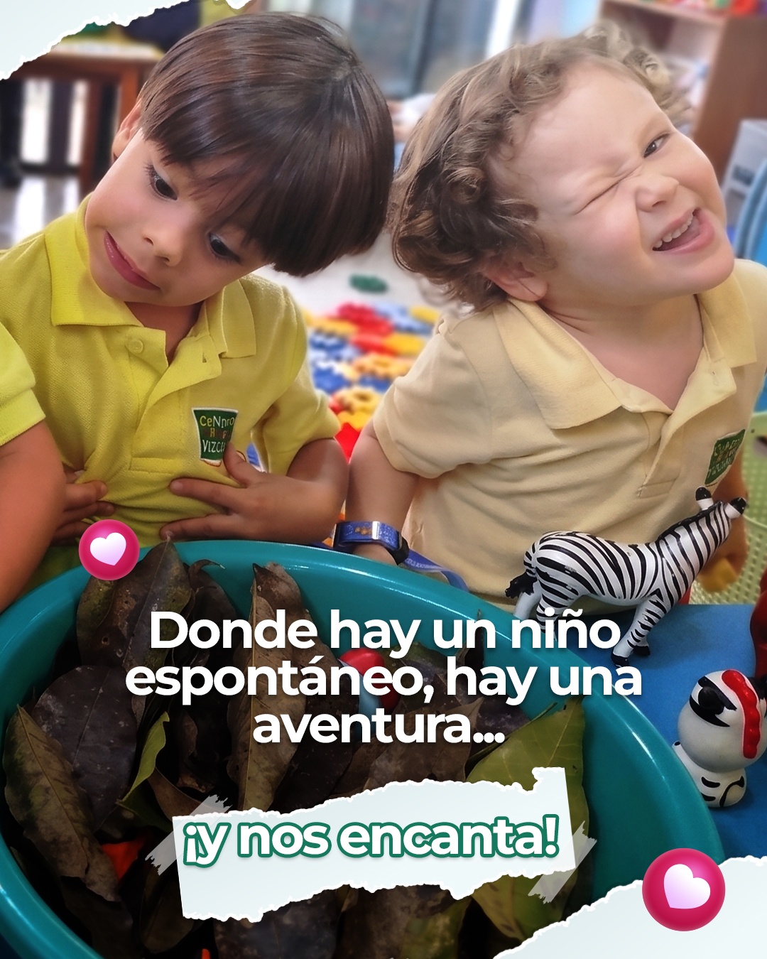 En Vizcaya, celebramos la autenticidad. Sabemos que los aprendizajes más profundos a veces nacen de una pregunta inesperada, una risa contagiosa o un juego que surge de la nada.
Nuestra misión es más que enseñar, es cuidar esa chispa natural que los hace únicos. Porque un niño que se siente libre de ser él mismo, es un niño que aprende con el corazón abierto y sin miedos. ✨💚