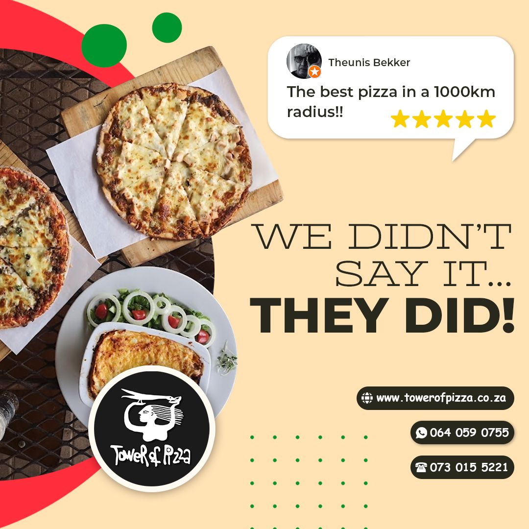 The people have spoken — and they’re coming back for more!
From crispy bases to loaded toppings, every bite is made to impress. And judging by the reviews… we’re doing something right!
If you haven’t tried us yet, this is your sign.
🔗 https://www.towerofpizza.co.za/
#TowerOfPizza #Pizza #LocalEats #PizzaCravings #BestSlices #PizzaLovers #Drakensberg #SouthAfrica
