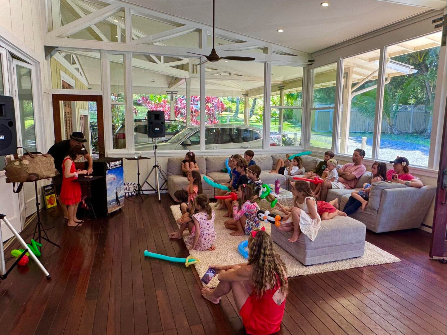 The truth is I’m an All Ages Entertainer. I adapt to my environment, and truly embrace it. Would it have ideal to not have Balloon Twisting before the show? Probably. But they also serve as good Magic Wands for the kids. This 8 year old Birthday Party was a Hit. #magicbrent #rainingentertainment