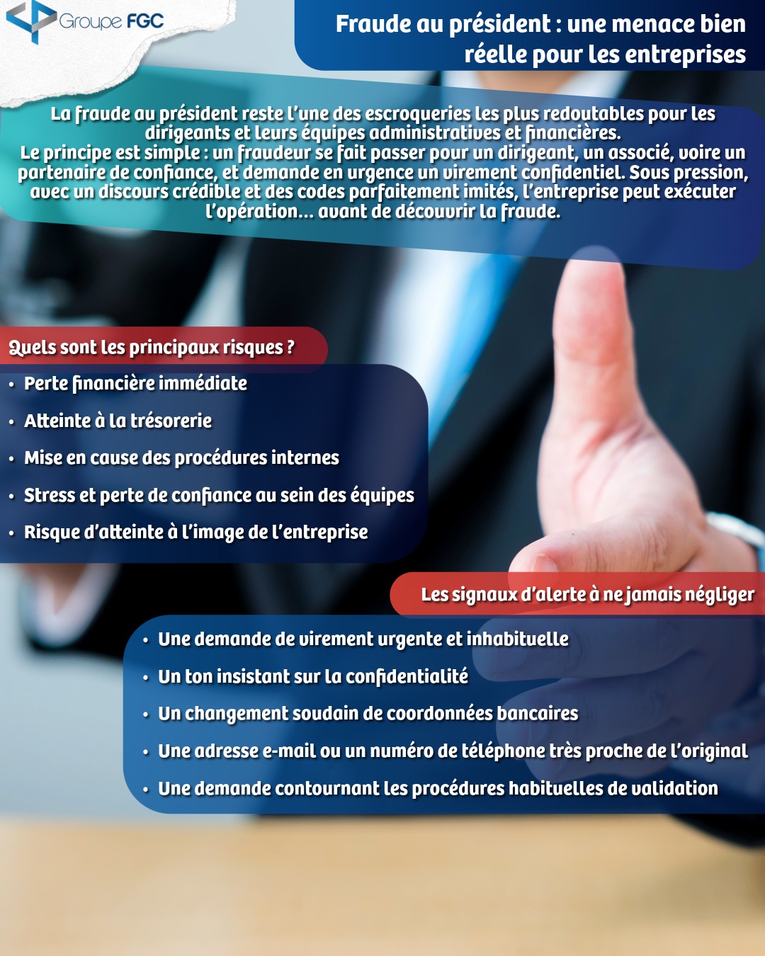 🕵️♀️La fraude au président reste l’une des escroqueries les plus redoutables pour les dirigeants et leurs équipes administratives et financières.
🧐Les cabinets d’expertise comptable ont aussi un rôle clé à jouer : alerter, sensibiliser et accompagner leurs clients dans la sécurisation de leurs processus financiers.
#FraudeAuPresident #Cybersécurité #ContrôleInterne #GestionDesRisques #ExpertiseComptable