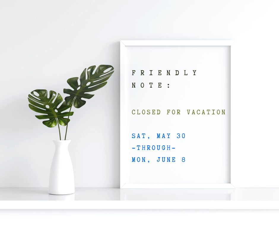 It's that time of year!โบ๏ธ We'd like to share a friendly note that we will be closed from ๐ฆ๐ฎ๐๐๐ฟ๐ฑ๐ฎ๐, ๐๐๐ฒ ๐๐๐๐ต ๐๐ต๐ฟ๐ผ๐๐ด๐ต ๐ ๐ผ๐ป๐ฑ๐ฎ๐, ๐๐ฎ๐ง๐ ๐๐๐ต for our annual summer vacation.
You've been keeping us extra busy with so many fun and unique projects! The week will allow us to recharge with some much-needed relaxation for all of our staff. Please stop in by next Friday, May 29th, for any repairs, special orders, and gifts that you may need before our short break. As always, thank you for your continued support. We truly appreciate you!
