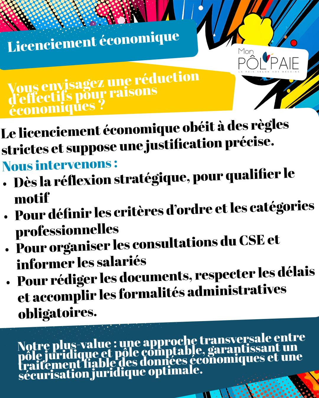 📣 Mon Pôl'Paie c'est aussi de l'accompagnement juridique!
💪 Nos expertises au service de votre gestion sociale!
📨 Episode 4: Le licenciement économique.
----
#gestionsocial #gestionrh #toulon #monpolpaie #entreprise