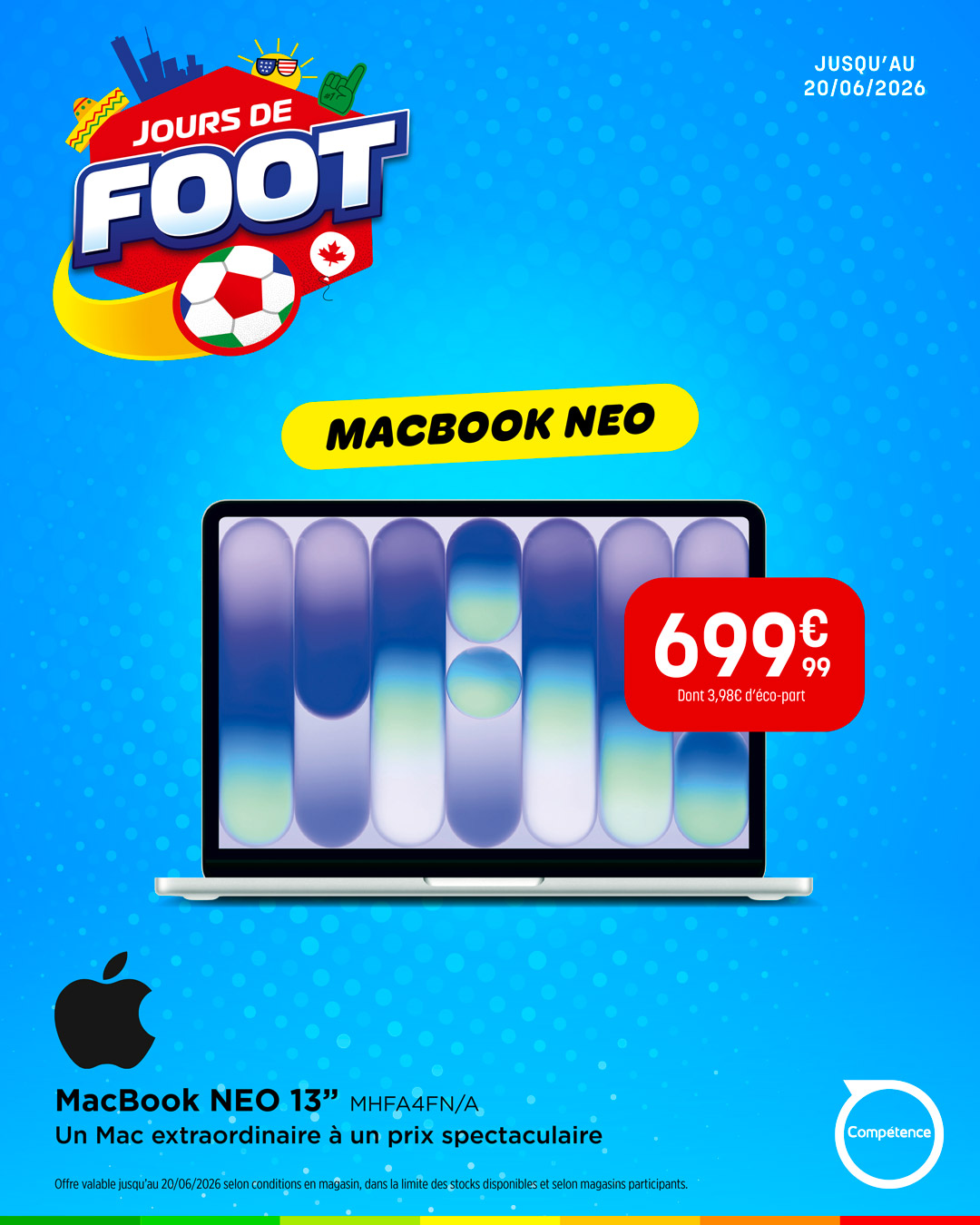 💻✨ Performance et élégance au quotidien !
Le MacBook Neo 13” APPLE combine design résistant, couleurs sublimes et puissance grâce à son système macOS fluide et intuitif 🍏
Avec sa puce A18 Pro, gérez facilement vos applications et vos tâches du quotidien, même les plus exigeantes 🚀
👉 Rendez-vous dans les magasins Compétence pour en profiter !
⏳ Offre valable jusqu’au 20/06/2026
https://www.magasinscompetence.fr/
#MagasinsCompétence #Apple #MacBook #Informatique #Performance #OffresSpeciales