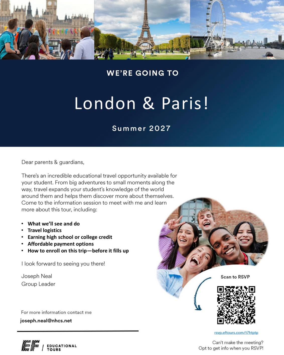 Mr. Neal: We are SO excited to announce an upcoming trip to London & Paris in June 2027!
If you're interested in learning more, be sure to RSVP for details rmd.me/WZLJFoQXerd #detailsmatter