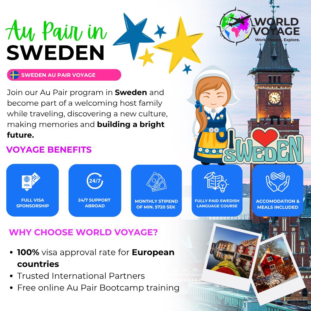 Sweden is calling 🇸🇪✨
Picture yourself wandering through the charming streets of Stockholm, experiencing snowy winters, cozy cafés, breathtaking nature, and becoming part of a welcoming Swedish family.
As a World Voyage Au Pair in Sweden, you’ll gain international childcare experience, receive accommodation and meals and earn a generous monthly stipend while traveling and exploring.
From visa guidance to ongoing support throughout your journey, our team is with you every step of the way 🌍✈️
Your next adventure could begin in Sweden.
Work. Dream. Explore.
#AuPairSweden #WorldVoyage #WorkDreamExplore #AuPairLife #TravelAbroad #CulturalExchange #SwedenAdventure #SouthAfricansAbroad #GapYear