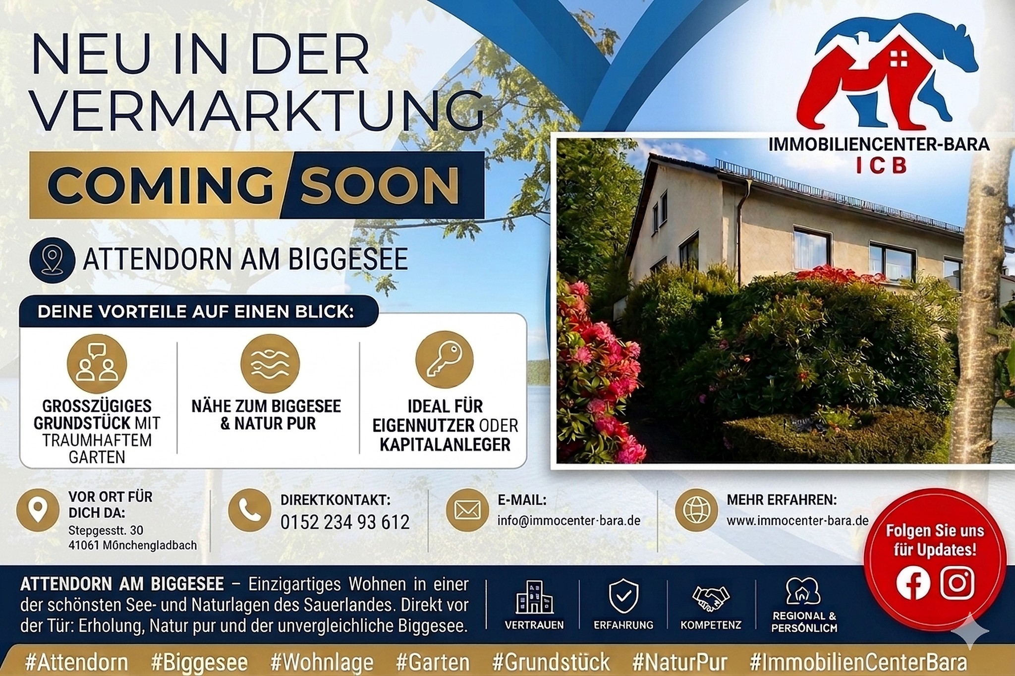 🏡✨ COMING SOON – Neu in der Vermarktung! ✨🏡
Wunderschönes Haus in Attendorn am Biggesee 🌳☀️
In begehrter Lage, umgeben von Natur und nur wenige Minuten vom Biggesee entfernt, erwartet Sie diese besondere Immobilie mit viel Charme und Potenzial.
🔑 Highlights:
✔ Ruhige & attraktive Wohnlage
✔ Großzügiges Grundstück mit schönem Garten
✔ Viel Platz für die ganze Familie
✔ Natur pur & Nähe zum Biggesee
✔ Ideal für Eigennutzer oder Kapitalanleger
📍 Attendorn | Biggesee
🔥 Bald exklusiv im Verkauf!
Sie möchten vor der offiziellen Vermarktung informiert werden?
📩 Schreiben Sie uns gerne eine Nachricht!
📞 0152 234 93 612
📧 info@immocenter-bara.de
🌐 www.immocenter-bara.de
Hausverkauf Immobilienmakler Sauerland Traumhaus Eigenheim ImmobiliencenterBara HausAmSee Immobilienliebe Mietfrei Kapitalanlage 🏡✨
#ComingSoon #NeuInDerVermarktung #Immobilien #Attendorn #Biggesee