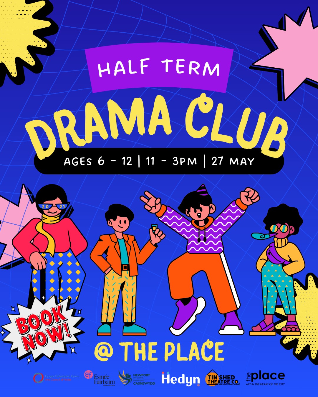🎭 Half Term Drama Club 🎭
Join us for a fun-filled day of games, storytelling, creativity and performance for children aged 6–12!
Led by Katy Arnell, Drama Club is a chance for young people to build confidence, develop stage skills, make new friends and explore their imagination through play and teamwork. No experience needed — just enthusiasm, a packed lunch, and a willingness to get stuck in ✨
Parents/carers are invited at the end of the day to see a special sharing of what the group has created together.
🎟️ Book via our Eventbrite