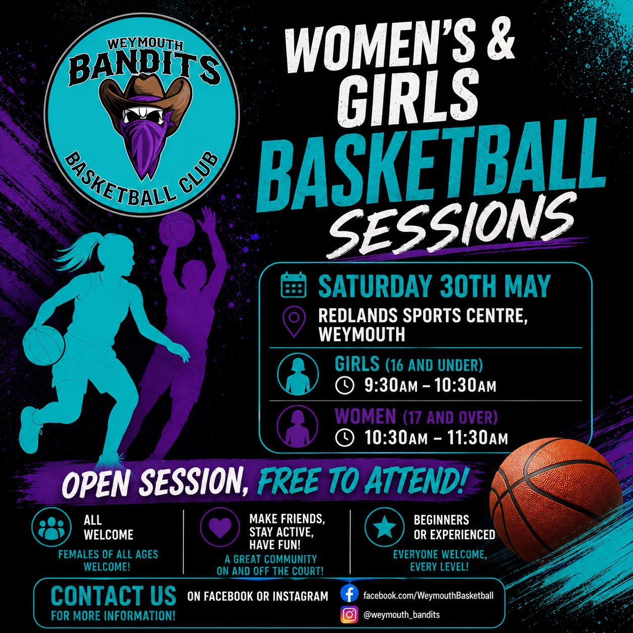 Our next Women’s and Girls sessions are coming up soon. A free, fun session, open to all. See you there or contact us for more information.