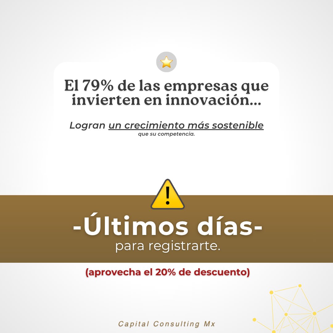 📣Las empresas no se transforman con más trabajo. Se transforman cuando aprenden a pensar, decidir e innovar de forma distinta.
Y esa es una conversación que hoy ya no podemos seguir postergando.
En Capital Consulting entendemos algo importante: Muchas empresas, líderes y emprendedores tienen ideas, talento y visión… pero siguen resolviendo todo “sobre la marcha”.
Por eso creamos este workshop de innovación aplicada con herramientas y la metodología: Design Thinking. Un espacio práctico pensado para quienes buscan tomar mejores decisiones, estructurar ideas, mejorar procesos y encontrar nuevas formas de crecer con claridad.
No hablamos solo de teoría, hablamos de situaciones reales que todos vivimos:
Ideas que no avanzan , equipos desalineados, decisiones reactivas o proyectos que no terminan de despegar.
Nuestra primera edición fue una experiencia enriquecedora, llena de intercambio de ideas, aprendizaje y networking de alto valor. Y esta nueva edición busca llevar esa conversación todavía más lejos.
Durante el workshop exploraremos:
• Tendencias y datos actuales sobre innovación
• Ejercicios prácticos
• Metodologías como Design Thinking y herramientas de ideación y validación
• Dinámicas enfocadas en negocio, equipos y crecimiento
⚠️ Actualmente estamos en la fase con 20% de descuento y estará disponible solo por tiempo limitado antes de pasar al precio final.
• 26 de mayo | 10:00 a 12:00 hrs | CDMX
Regístrate aquí:
https://www.capitalconsultingmx.com/workshop-innovacion
#Innovación #DesignThinking #Liderazgo #Transformación #Empresas #CrecimientoEmpresarial #Estrategia #Networking