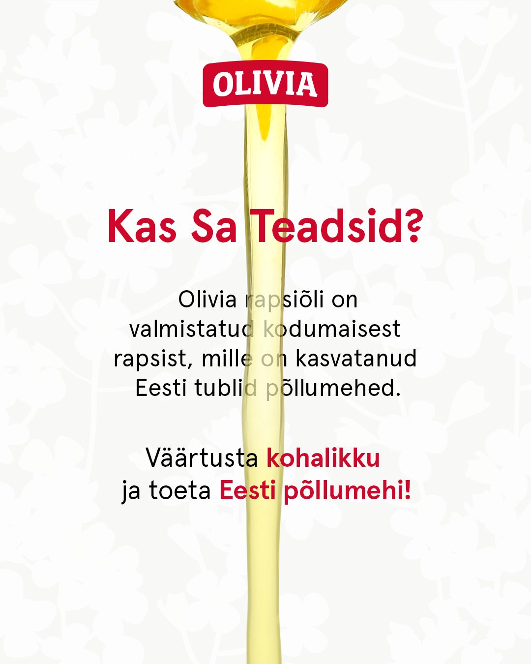 🇪🇪 Kohalik kvaliteet algab meie põldudelt.Olivia kõrgkvaliteediline rapsiõli valmib 100....