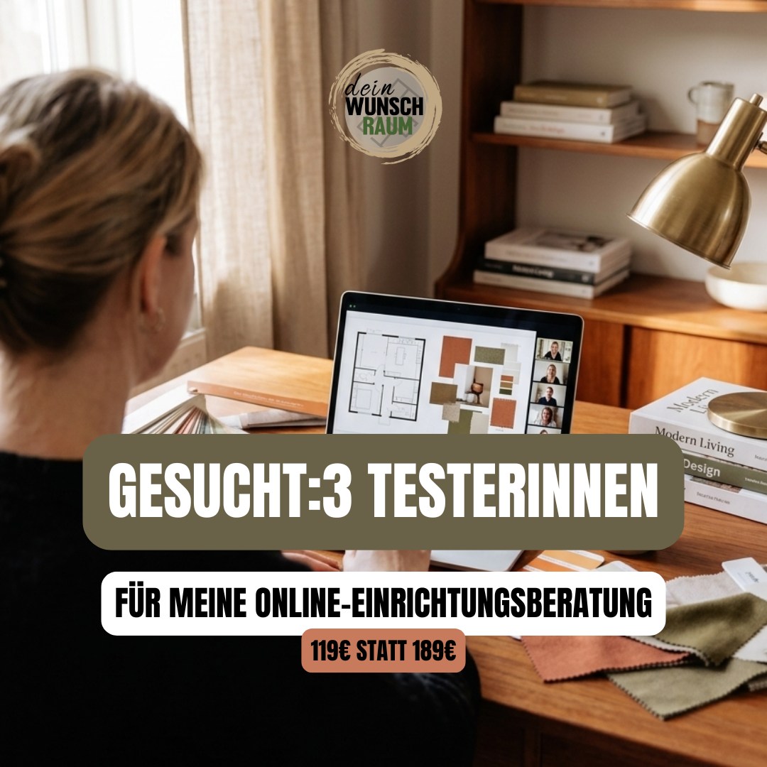 Gesucht: 3 Testerinnen für meine Online-Einrichtungsberatung.😇
Ich biete 3 exklusive Plätze für meine Online-Einrichtungsberatung zum Sonderpreis von 119€ (statt 189€).
Was du bekommst:
2 Stunden Beratung via Zoom, persönliche Vorbereitung anhand deiner Bilder, konkrete Empfehlungen für Farben, Materialien, Möbel, Licht und Deko, eine ausführliche PDF und die Aufzeichnung unseres Meetings.
Was ich von dir möchte:
Ein ehrliches Feedback nach der Beratung, das ich (gerne nur mit Vornamen) auf meiner Website und auf Social Media teilen darf.
So sicherst du dir einen Platz:
Link in Bio, Online-Beratung wählen, Code JUNI2026 im Warenkorb eingeben.
Es sind nur 3 Plätze verfügbar, die in der Reihenfolge der Buchung vergeben werden.
Hast du Fragen? Dann schreib mir gerne eine DM! 😊
#einrichtungsberatung #onlineberatung #interiordesign #wohnenmitstil #neubau #altbausanierung #renovierung #deinwunschraum