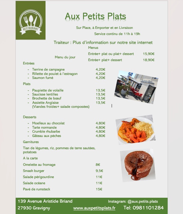 Menu du jour Vendredi 22 mai.