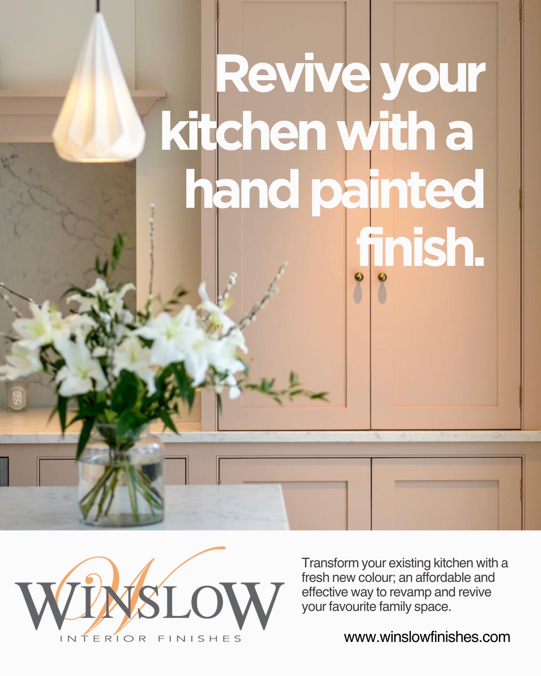 Revive and transform your existing kitchen with a fresh new colour; an affordable and cost-effective way to revamp and refresh your favourite family space with little disruption.
You won't need to empty your cupboards, as we work carefully around you and we can give you a prompt quotation simply from photos of your existing kitchen.
Get a FREE no obligation quote today. Email us at contact@winslowfinishes.com.